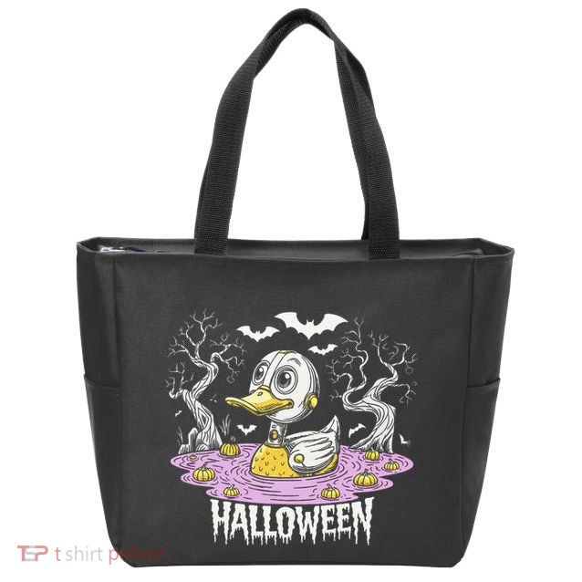 Spooky Rubber Duck Halloween Custome Cool Duckling Lover Zip Tote Bag
