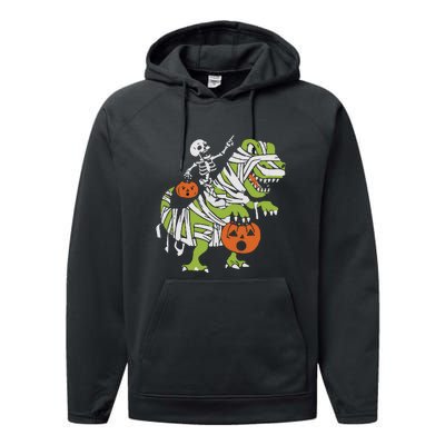 Skeleton Riding Dinosaur Halloween Performance Fleece Hoodie