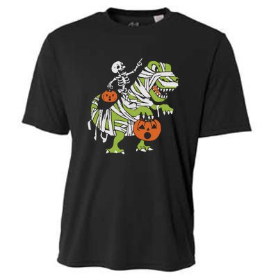 Skeleton Riding Dinosaur Halloween Cooling Performance Crew T-Shirt