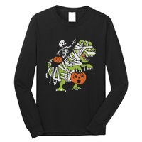 Skeleton Riding Dinosaur Halloween Long Sleeve Shirt