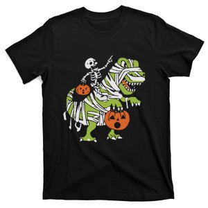 Skeleton Riding Dinosaur Halloween T-Shirt