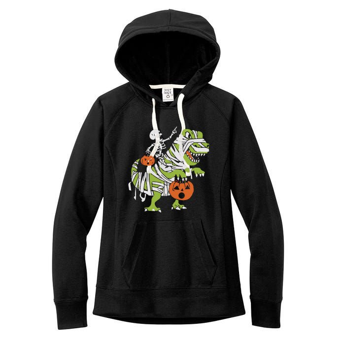 Skeleton Riding Dinosaur Halloween Women's Fleece Hoodie