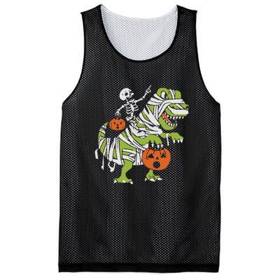 Skeleton Riding Dinosaur Halloween Mesh Reversible Basketball Jersey Tank