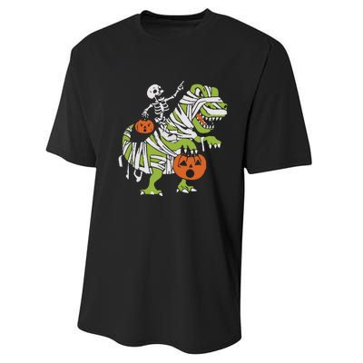 Skeleton Riding Dinosaur Halloween Performance Sprint T-Shirt