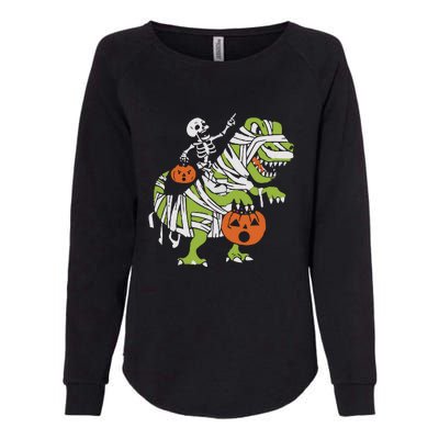 Skeleton Riding Dinosaur Halloween Womens California Wash Sweatshirt