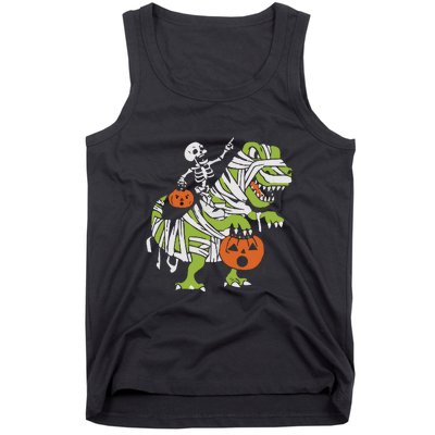 Skeleton Riding Dinosaur Halloween Tank Top