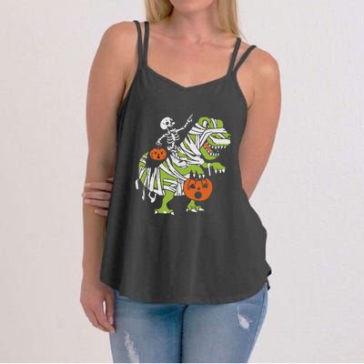 Skeleton Riding Dinosaur Halloween Women's Strappy Tank