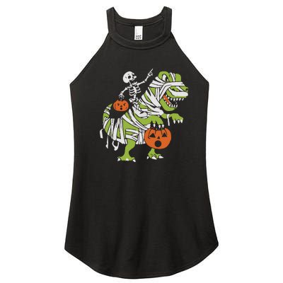 Skeleton Riding Dinosaur Halloween Women's Perfect Tri Rocker Tank