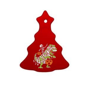 Skeleton Riding Dinosaur Halloween Ceramic Tree Ornament