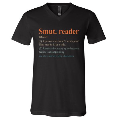 Smut Reader Definition Spicy Book Romance Reading Bookish V-Neck T-Shirt