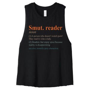 Smut Reader Definition Spicy Book Romance Reading Bookish Women's Racerback Cropped Tank