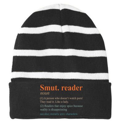 Smut Reader Definition Spicy Book Romance Reading Bookish Striped Beanie with Solid Band