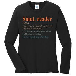 Smut Reader Definition Spicy Book Romance Reading Bookish Ladies Long Sleeve Shirt