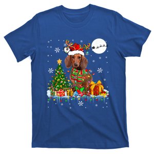 Santa Reindeer Dachshund Christmas Tree Lights Dog Owner Gift T-Shirt