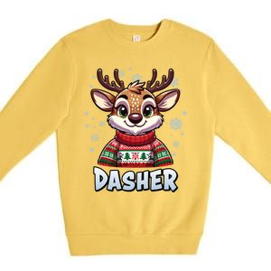 Santa’S Reindeer Dasher Xmas Group Costume Premium Crewneck Sweatshirt