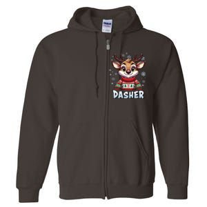 Santa’S Reindeer Dasher Xmas Group Costume Full Zip Hoodie