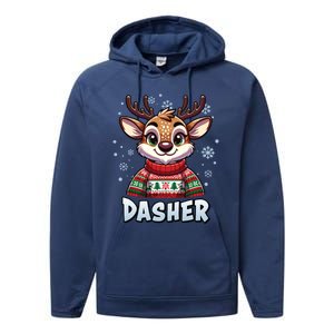 Santa’S Reindeer Dasher Xmas Group Costume Performance Fleece Hoodie