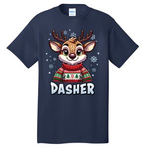 Santa’S Reindeer Dasher Xmas Group Costume Tall T-Shirt