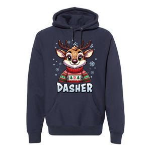 Santa’S Reindeer Dasher Xmas Group Costume Premium Hoodie