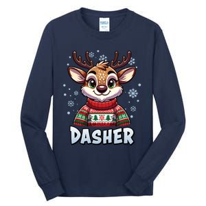 Santa’S Reindeer Dasher Xmas Group Costume Tall Long Sleeve T-Shirt