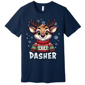 Santa’S Reindeer Dasher Xmas Group Costume Premium T-Shirt