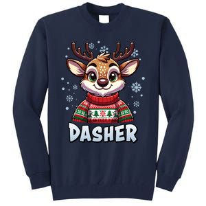 Santa’S Reindeer Dasher Xmas Group Costume Tall Sweatshirt