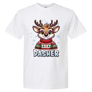 Santa’S Reindeer Dasher Xmas Group Costume Garment-Dyed Heavyweight T-Shirt