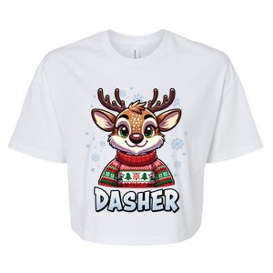 Santa’S Reindeer Dasher Xmas Group Costume Bella+Canvas Jersey Crop Tee