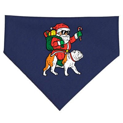 Santa Riding English Bulldog Christmas Xmas USA-Made Doggie Bandana