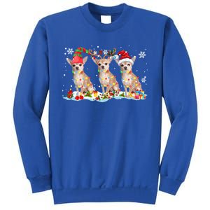 Santa Reindeer Elf Chihuahua Cute Christmas Lights Dog Lover Meaningful Gift Sweatshirt