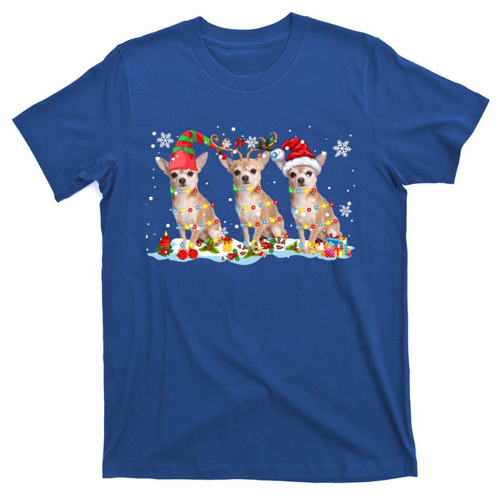 Santa Reindeer Elf Chihuahua Cute Christmas Lights Dog Lover Meaningful Gift T-Shirt