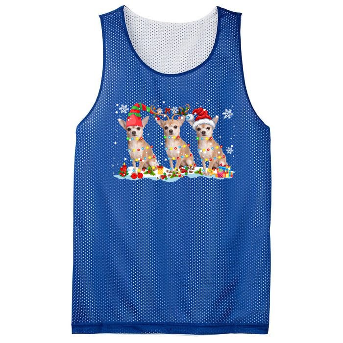 Santa Reindeer Elf Chihuahua Cute Christmas Lights Dog Lover Meaningful Gift Mesh Reversible Basketball Jersey Tank