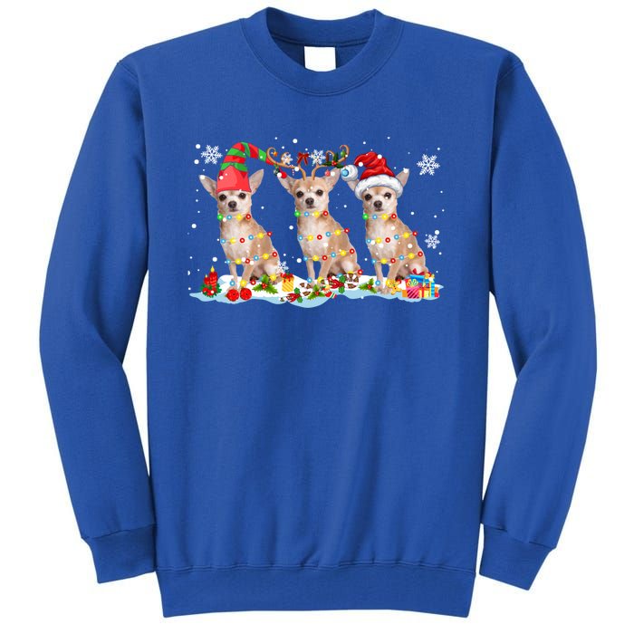 Santa Reindeer Elf Chihuahua Cute Christmas Lights Dog Lover Meaningful Gift Tall Sweatshirt