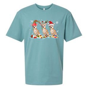 Santa Reindeer Elf Chihuahua Cute Christmas Lights Dog Lover Meaningful Gift Sueded Cloud Jersey T-Shirt