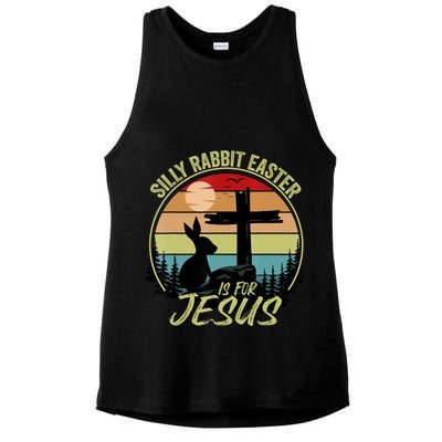 Silly Rabbit Easter Is For Jesus Retro Vintage Easter Day Ladies PosiCharge Tri-Blend Wicking Tank
