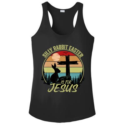 Silly Rabbit Easter Is For Jesus Retro Vintage Easter Day Ladies PosiCharge Competitor Racerback Tank