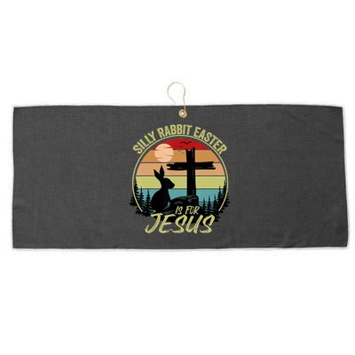 Silly Rabbit Easter Is For Jesus Retro Vintage Easter Day Large Microfiber Waffle Golf Towel