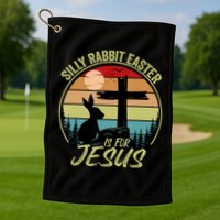 Silly Rabbit Easter Is For Jesus Retro Vintage Easter Day Golf Towel