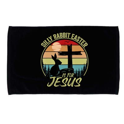 Silly Rabbit Easter Is For Jesus Retro Vintage Easter Day Microfiber Hand Towel