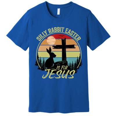 Silly Rabbit Easter Is For Jesus Retro Vintage Easter Day Premium T-Shirt