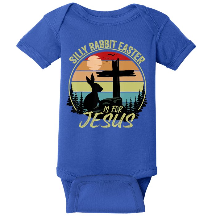 Silly Rabbit Easter Is For Jesus Retro Vintage Easter Day Baby Bodysuit