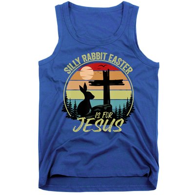 Silly Rabbit Easter Is For Jesus Retro Vintage Easter Day Tank Top
