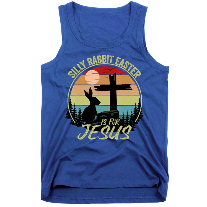 Silly Rabbit Easter Is For Jesus Retro Vintage Easter Day Tank Top