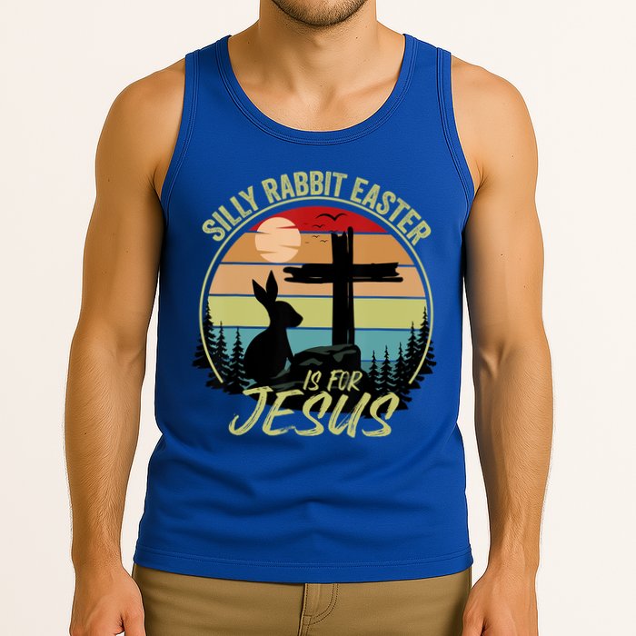 Silly Rabbit Easter Is For Jesus Retro Vintage Easter Day Tank Top