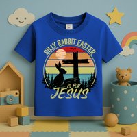 Silly Rabbit Easter Is For Jesus Retro Vintage Easter Day Toddler T-Shirt