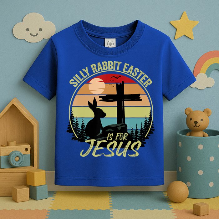 Silly Rabbit Easter Is For Jesus Retro Vintage Easter Day Toddler T-Shirt