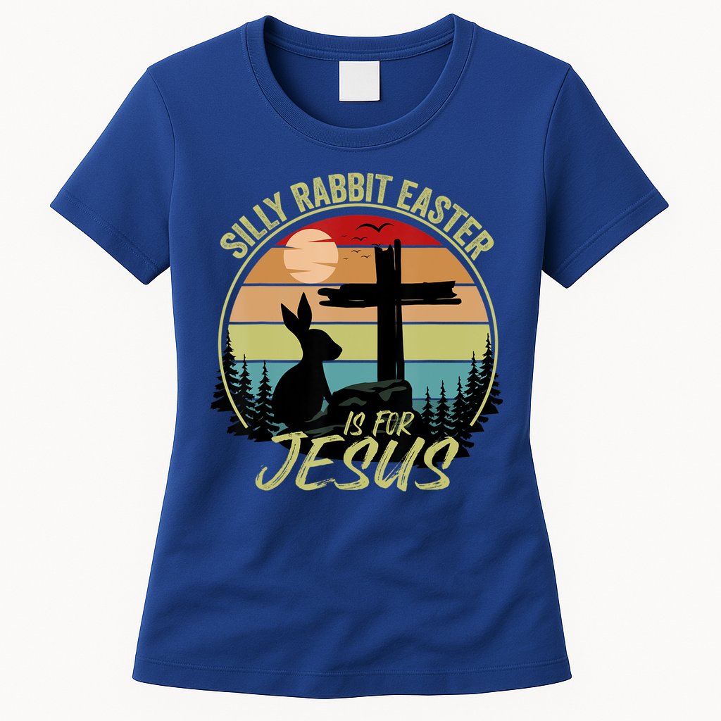 Silly Rabbit Easter Is For Jesus Retro Vintage Easter Day Womens T-Shirt