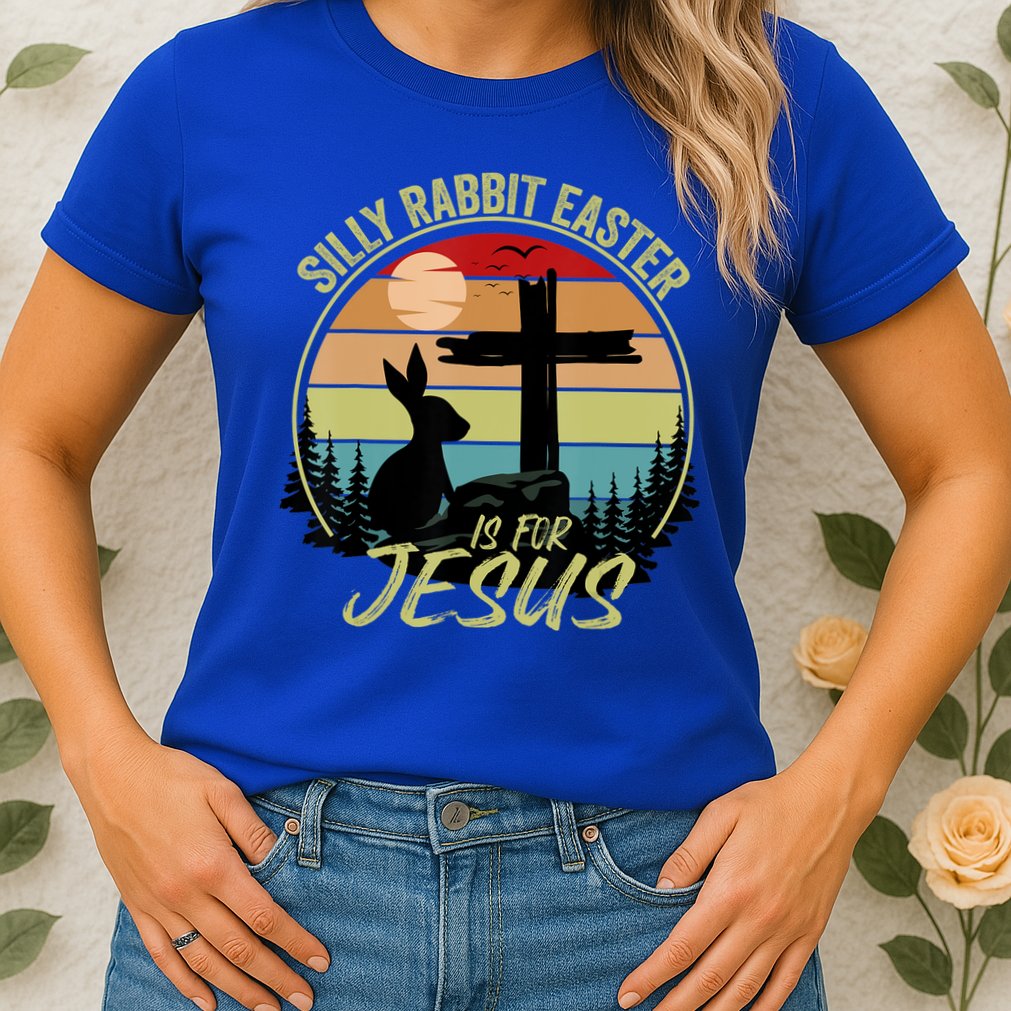 Silly Rabbit Easter Is For Jesus Retro Vintage Easter Day Womens T-Shirt