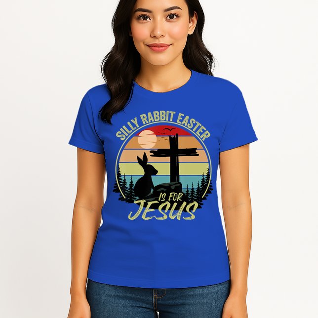 Silly Rabbit Easter Is For Jesus Retro Vintage Easter Day Womens T-Shirt