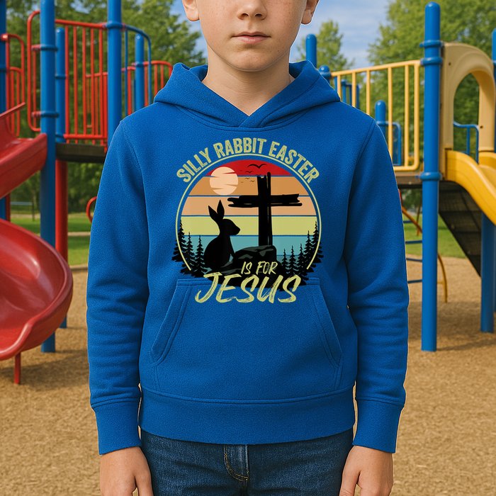 Silly Rabbit Easter Is For Jesus Retro Vintage Easter Day Kids Hoodie